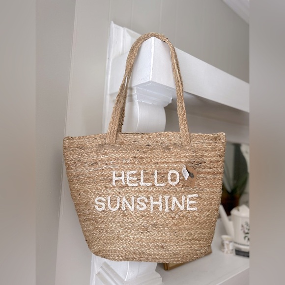 NWT Hello Sunshine Cooler Jute Bag - Picture 2 of 4